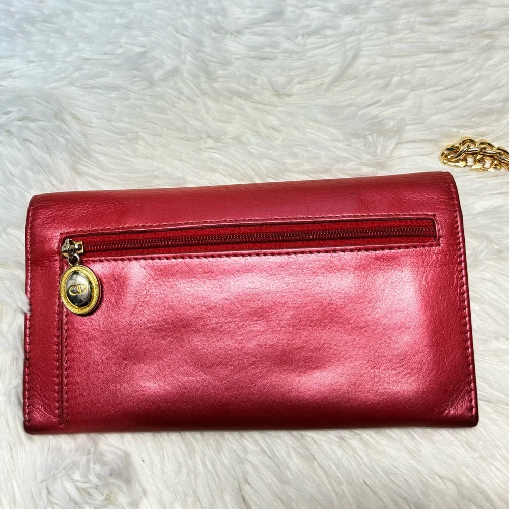 ❤️ Christian Dior Vintage Red Leather Wallet A114U0